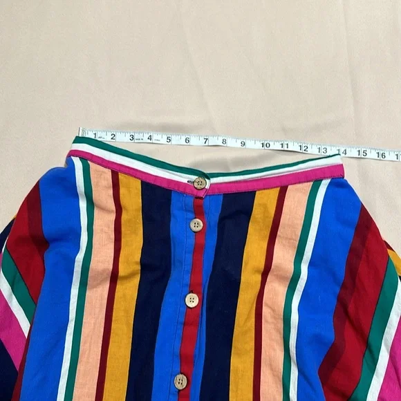 Truly 4 You Colorful Vertical Stripe Button Up Skirt. - Picture 7 of 8
